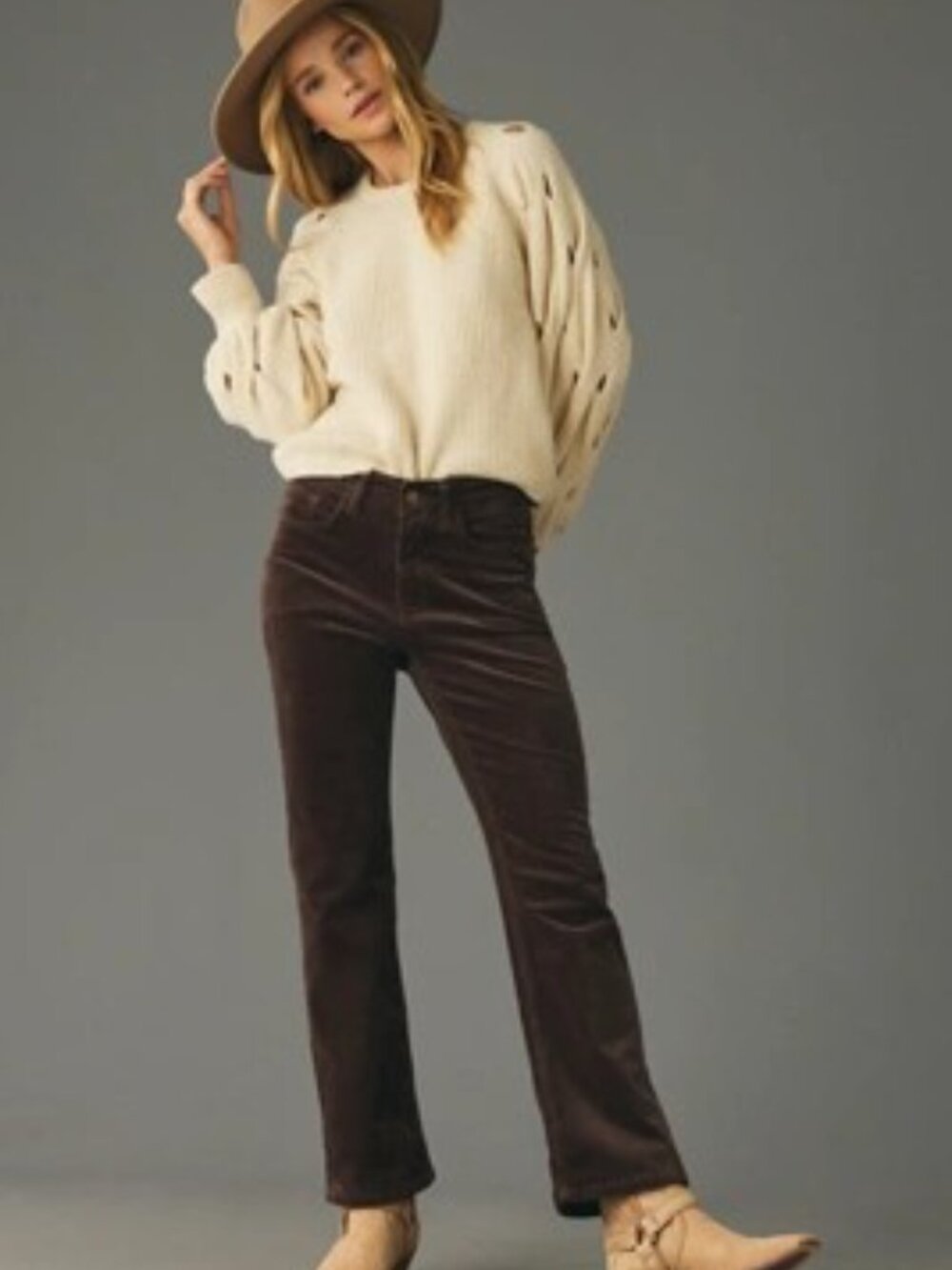 Anthropologie Pilcro Mid-Rise Crop Flare Corduroy Pants/Jeans